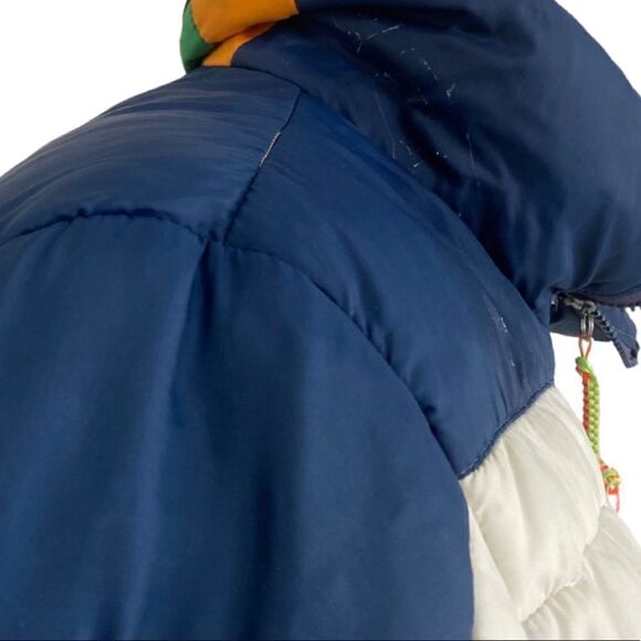 EPIC Vintage 1970s Rainbow Striped Down Puffer Coat Jacket - Picture 11 of 16